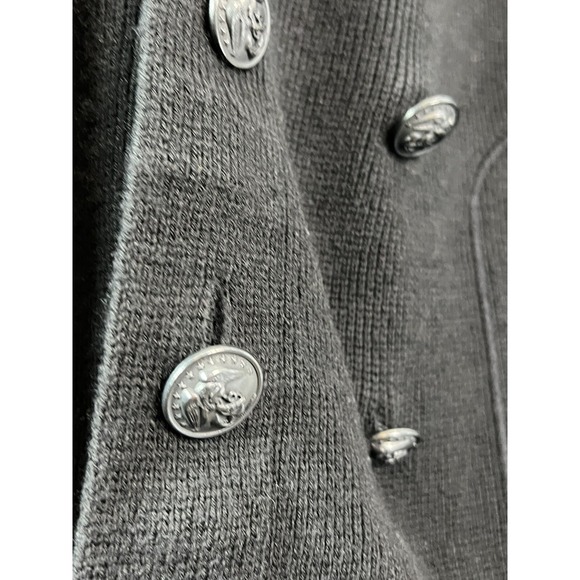 Vince Jacket Womens Large Black‎ 100% Wool Knit Double Breasted Military Style - Picture 9 of 13